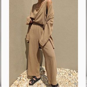 Na Nin Waffled Cotton Set in Toffee